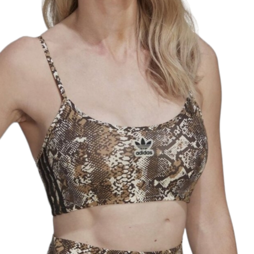 Adidas Originals Women Snakeskin Pattern Bra Top HT5962 Brown White